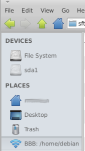 Adding the Beaglebone's /home/username folder to the shortcut bar.